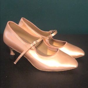 light pink or nude satin ballroom dancing shoes